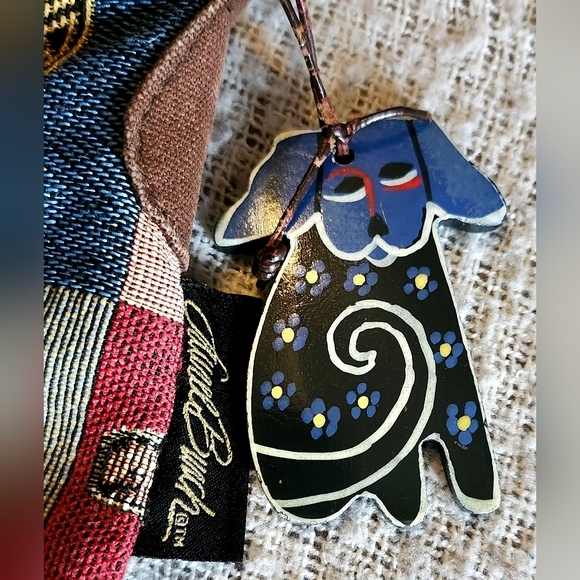 Vintage Laurel Burch "Mythical Dogs" Patchwork Tapestry Crossbody Bag - Picture 8 of 13